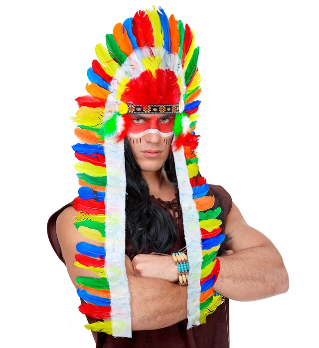 [3306D] "COIFFURE DE CHEF INDIEN EN PLUMES" env. 160 cm