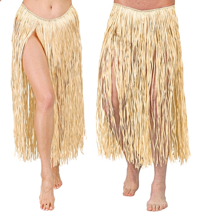"JUPE HAWAIENNE EN RAPHIA DE COULEUR NATURELLE" 80 cm