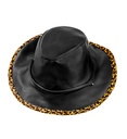"CHAPEAU DE COW-BOY SIMILI CUIR AVEC BORDURE LEOPARD"