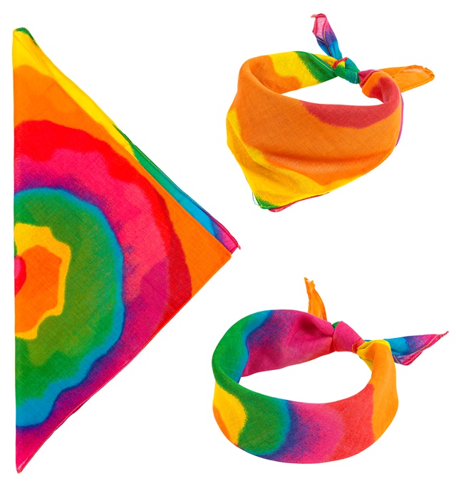 [34261] "BANDANA HIPPIE AVEC TEINTURES" 55x55 cm - 100% coton