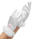 "GANTS BLANCS EN SATIN AVEC FINITION EN MARABOU" taille enfant