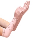"PINK LONG SATIN GLOVES WITH STRASS TRIM" child size