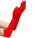 "RED LONG SATIN GLOVES WITH STRASS TRIM" child size