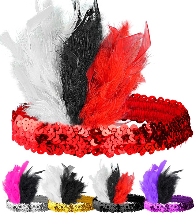 "BANDEAU CHARLESTON A PAILLETTES AVEC MARABOU"