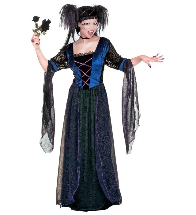 "PRINCESSE GOTHIQUE" (robe en velours avec voiles, couvre-chef avec voile)