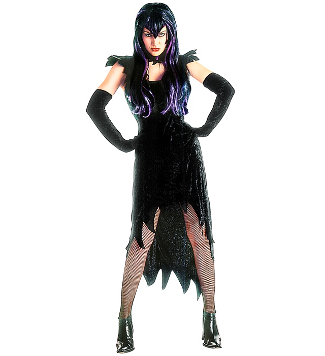 "FEMME VAMPIRE" velours  (robe, gants, collier avec gemme)