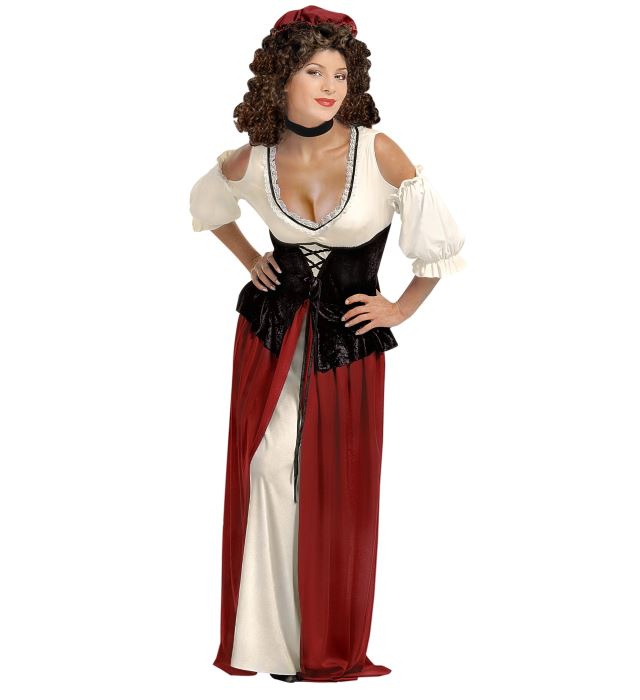 "TAVERNIERE" (robe, corset, ras-du-cou, couvre-chef)