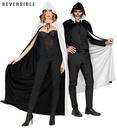 "CAPE BLANCHE ET NOIRE REVERSIBLE AVEC CAPUCHON" 140 cm