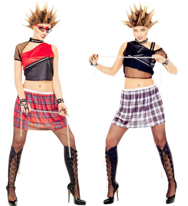 "PUNK" 2 styles (top, jupe, surbottes)