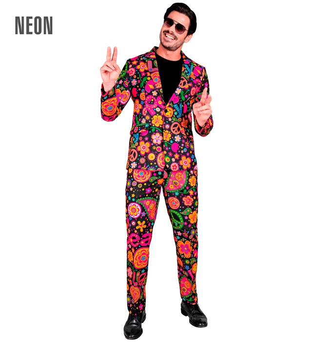 [38651] "COSTUME HIPPIE FLUO PARTY FASHION" (veste, pantalon) (S)