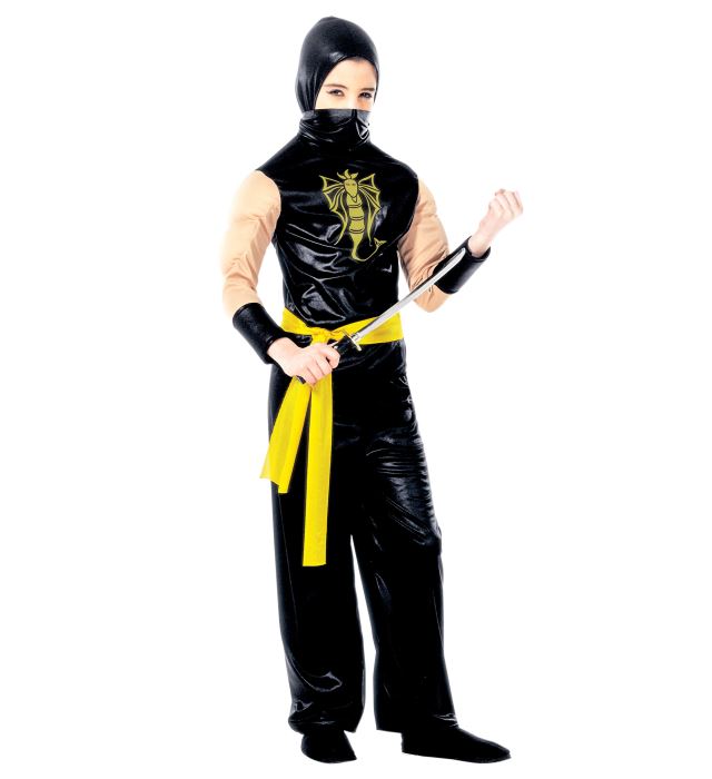 [38756] "FORCE NINJA" (casaque avec capuche et bras musclés, pantalon, ceinture) (128 cm / 5-7 Years)