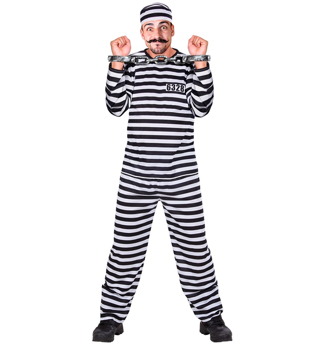 "PRISONNIER" blanc/noir (casaque, pantalon, chapeau)