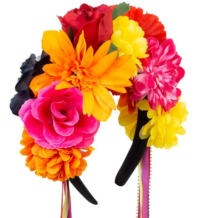 [00089] "SERRE-TETE FLEUR AVEC RUBANS MULTICOLORS"