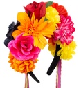 "SERRE-TETE FLEUR AVEC RUBANS MULTICOLORS"