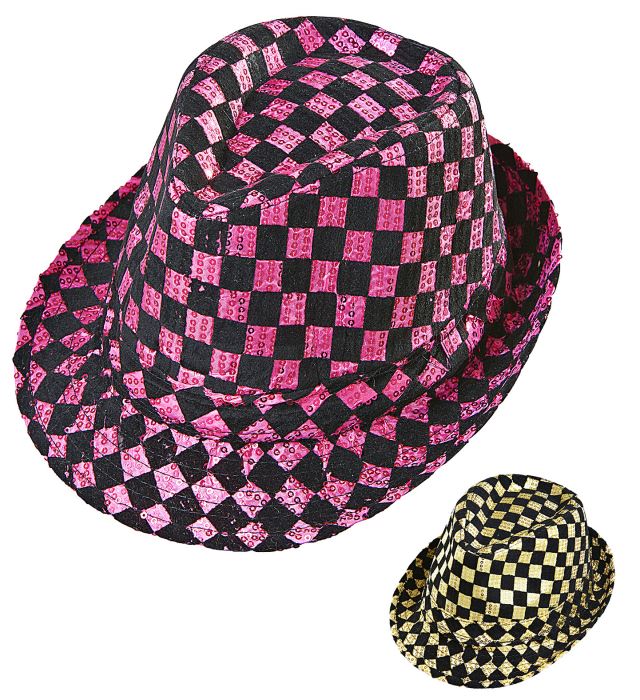 [0008C] "FEUTRE A DAMIER PAILLETTES" 2 couleurs assorties