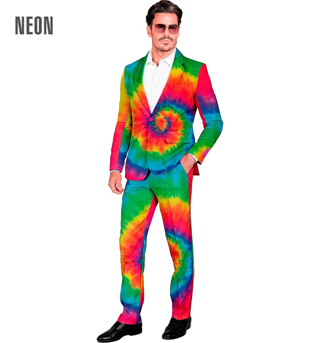 [39331] "COSTUME PSYCHEDELIQUE FLUO PARTY FASHION" (veste, pantalon) (S)