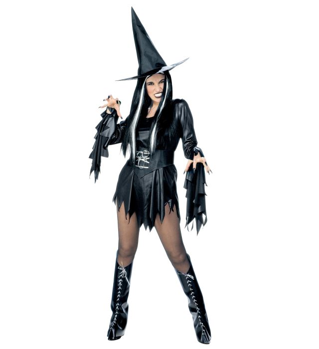 "SORCIERE SEXY" (robe, ceinture, surbottes, chapeau)