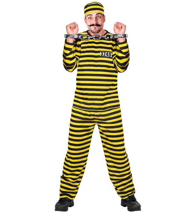 "PRISONNIER" jaune/noir (casaque, pantalon, chapeau)