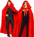 CAPE AVEC CAPUCHE EN SATIN ROUGE 145CM