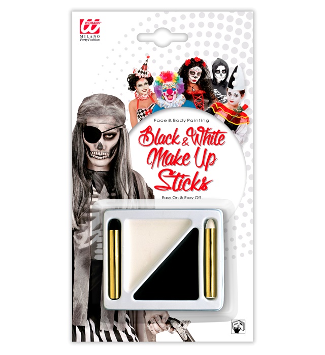 [4012B] Set de "MAQUILLAGE NOIR & BLANC" (2 couleurs 7,2 ml & 2 crayons 4,5 ml pot)