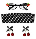 "50's CHERRY SET" (lunettes, boucles d'oreilles, foulard)