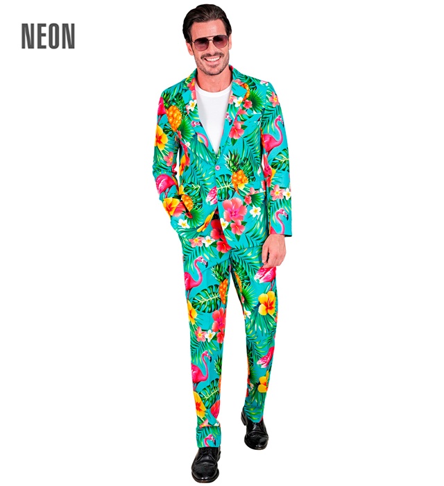 [40351] "COSTUME FLUO FLAMANT ROSE PARTY FASHION" (veste, pantalon) (S)