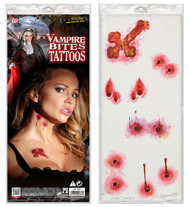 Set de "6 TATOUAGES MORSURES DE VAMPIRE"