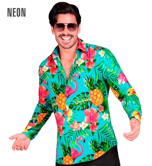 [40817] "CHEMISE FLUO FLAMANT ROSE PARTY FASHION" (chemise) (XXL)
