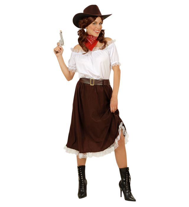 "COW-GIRL" (chemise, jupe, ceinture, chapeau)