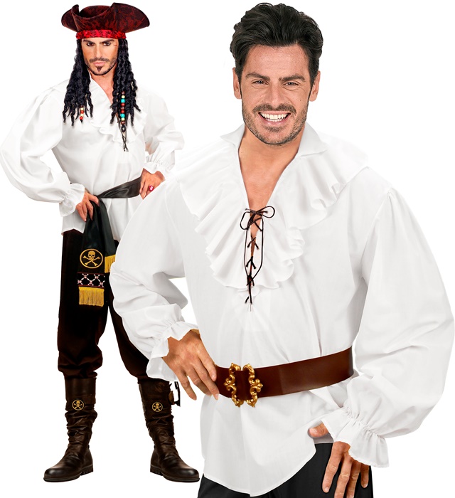 [4187H] "CHEMISE PIRATE/RENAISSANCE BLANCHE" (XL)