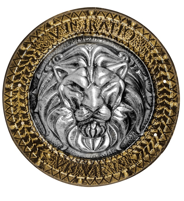 "BOUCLIER COEUR DE LION AVEC POIGNÉES " 44,5 cm
