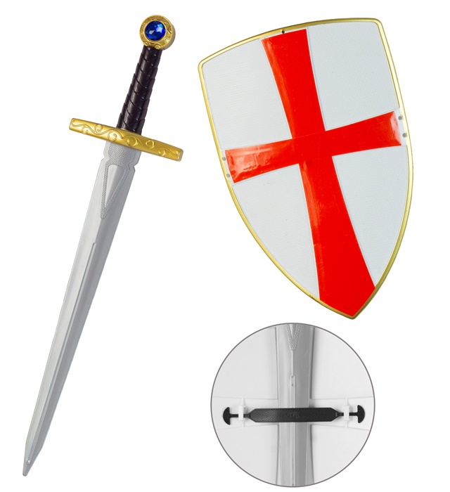 "BOUCLIER ET ÉPÉE CROISÉ BLANC" épée 49 cm, bouclier 19 cm