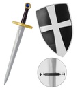 "BOUCLIER ET ÉPÉE CROISÉ NOIR" épée 49 cm, bouclier 19 cm