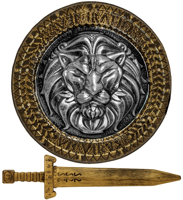 [42203] "BOUCLIER ET ÉPÉE COEUR DE LION" bouclier 44 cm, épée 48 cm