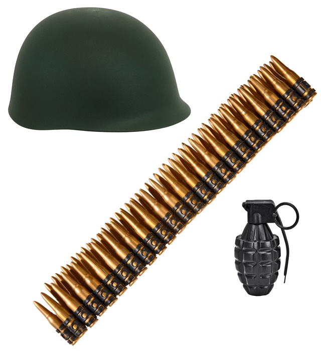 [42300] "SET MILITAIRE" (casque, ceinture 96 balles, grenade à main)
