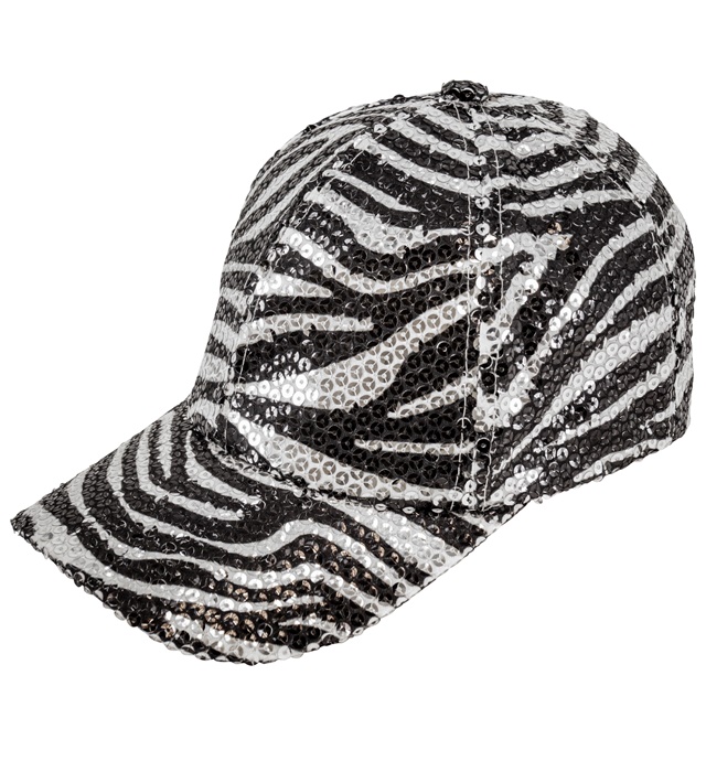 "CASQUETTE A PAILLETTES ANIMALIER ZEBRE"