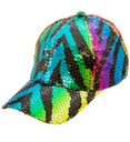 "CASQUETTE A PAILLETTES ANIMALIER TIGRE ARC EN CIEL"