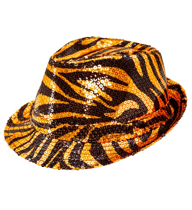 "FEUTRE A PAILLETTES ANIMALIER TIGRE"