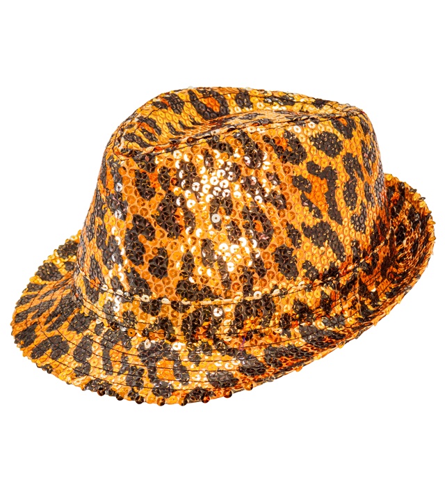 "FEUTRE A PAILLETTES ANIMALIER LEOPARD"