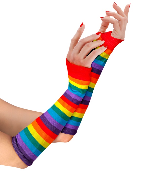 "GANTS SANS DOIGTS ARC EN CIEL" 33 cm