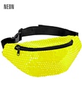 "SAC CEINTURE A PAILETTES JAUNE FLUO HOLOGRAPHIQUE"