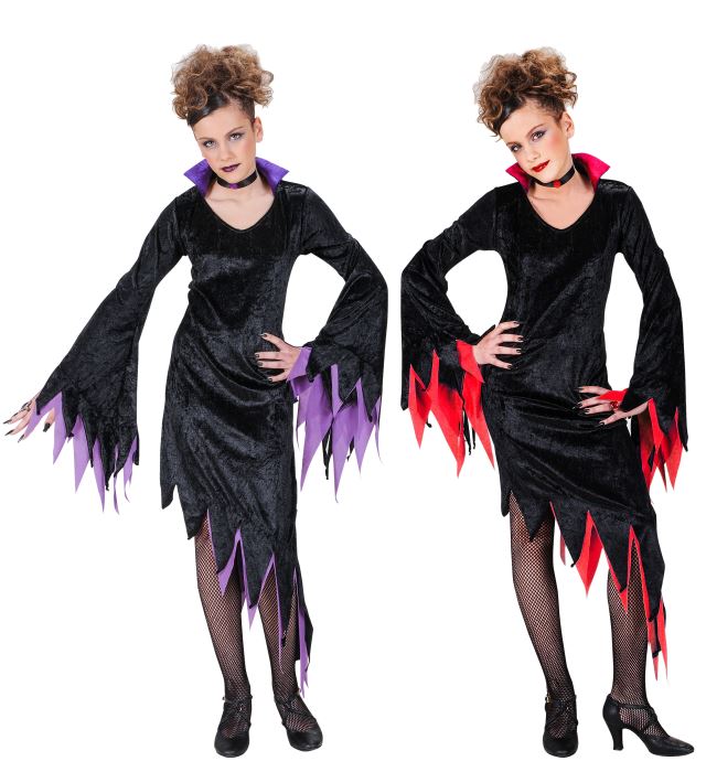 "MAITRESSE DE LA NUIT" velours -2 coul. (robe avec collar, tour de cou)
