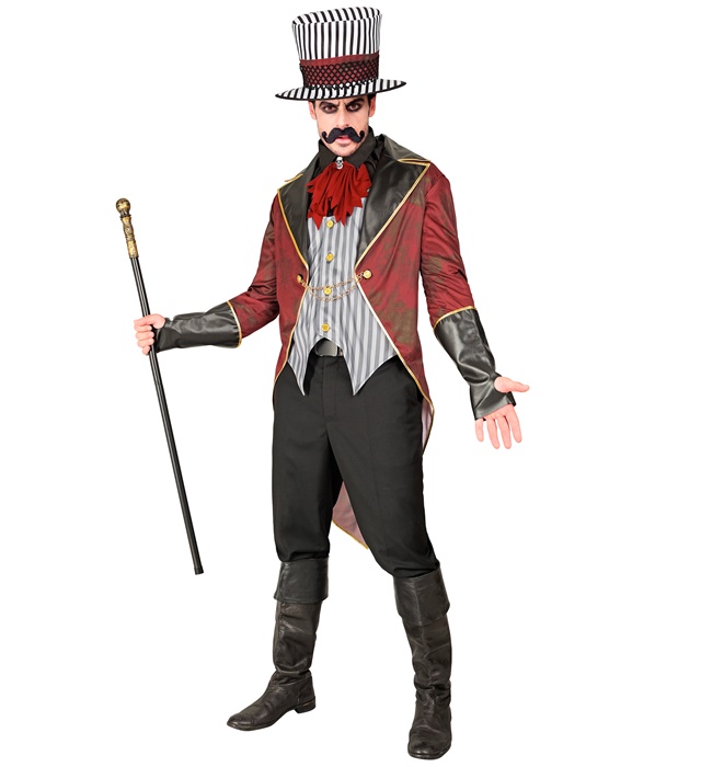 [42721] "DIRECTEUR DE CIRQUE SINISTRE" (veste avec gilet, jabot crane, gants, chapeau ) (S)