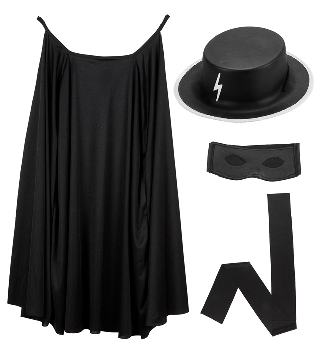 Set de "BANDIT MASQUE" cape, chapeau, masque, foulard pour la taille