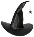 "CHAPEAU DE SORCIERE PLIABLE SATINE AVEC ARAIGNEE SUSPENDUE"