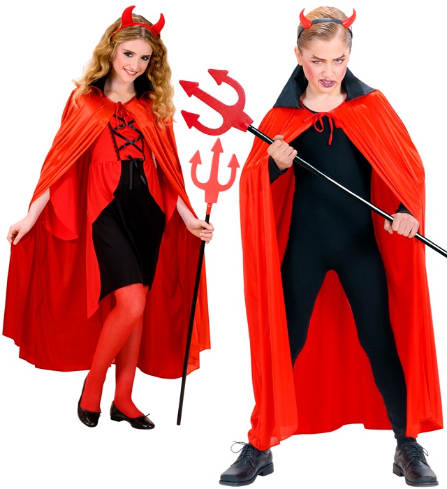 "CAPE ROUGE AVEC COL NOIR SATIN" taille enfant - 110 cm