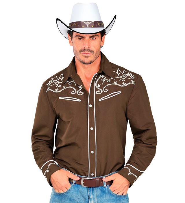 "CHEMISE COW BOY WESTERN MARRON"