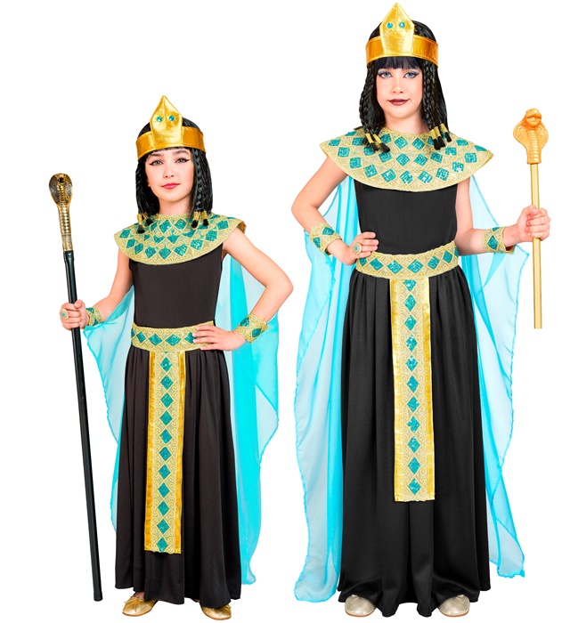 "CLEOPATRE" (robe avec ceinture, col, manchettes, coiffe, cape)
