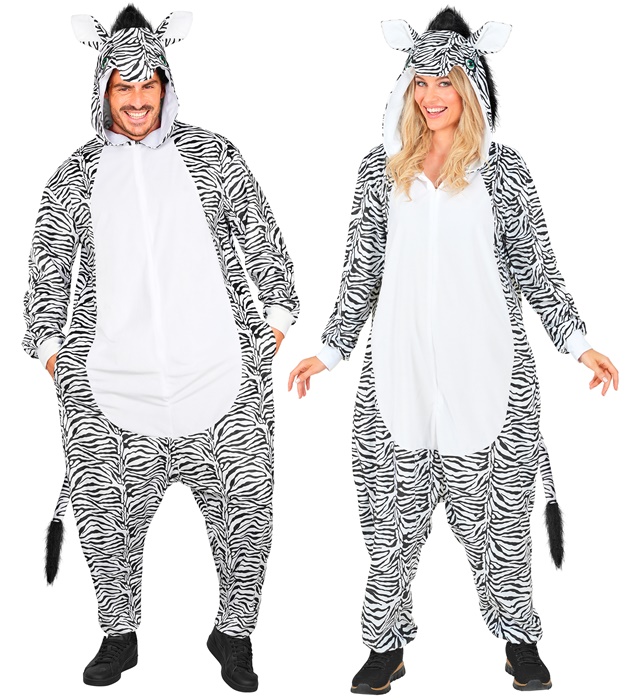 "ONESIE EN PELUCHE ZEBRE" (combinaison avec capuche)