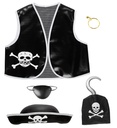 "SET PIRATE" veste, chapeau, cache-oeil, boucle oreille, crochet